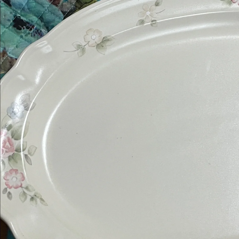 Vintage Pfaltzgraff Oval Ceramic Serving Platter Tray Tea Rose Pattern
